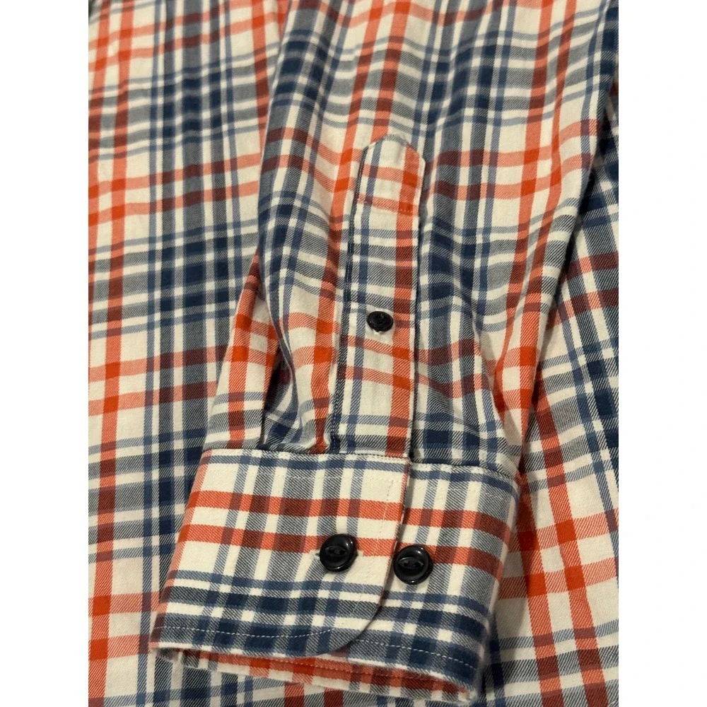 Banana Republic Lightweight Flannel L Long Sleeve Button-Up Shirt Blue Orange
